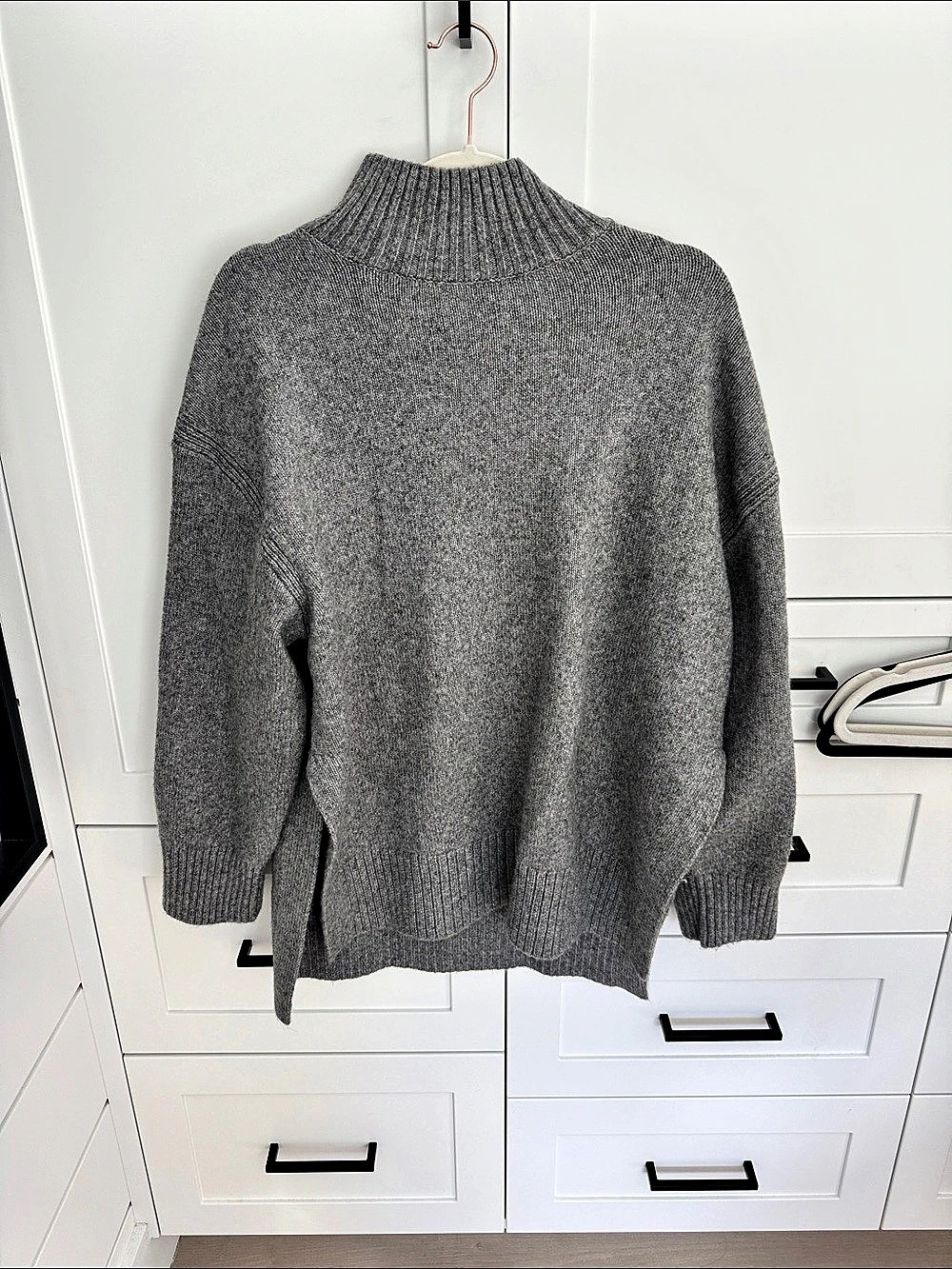 H&M Fine-Knit Mock Turtleneck Sweater Gray S